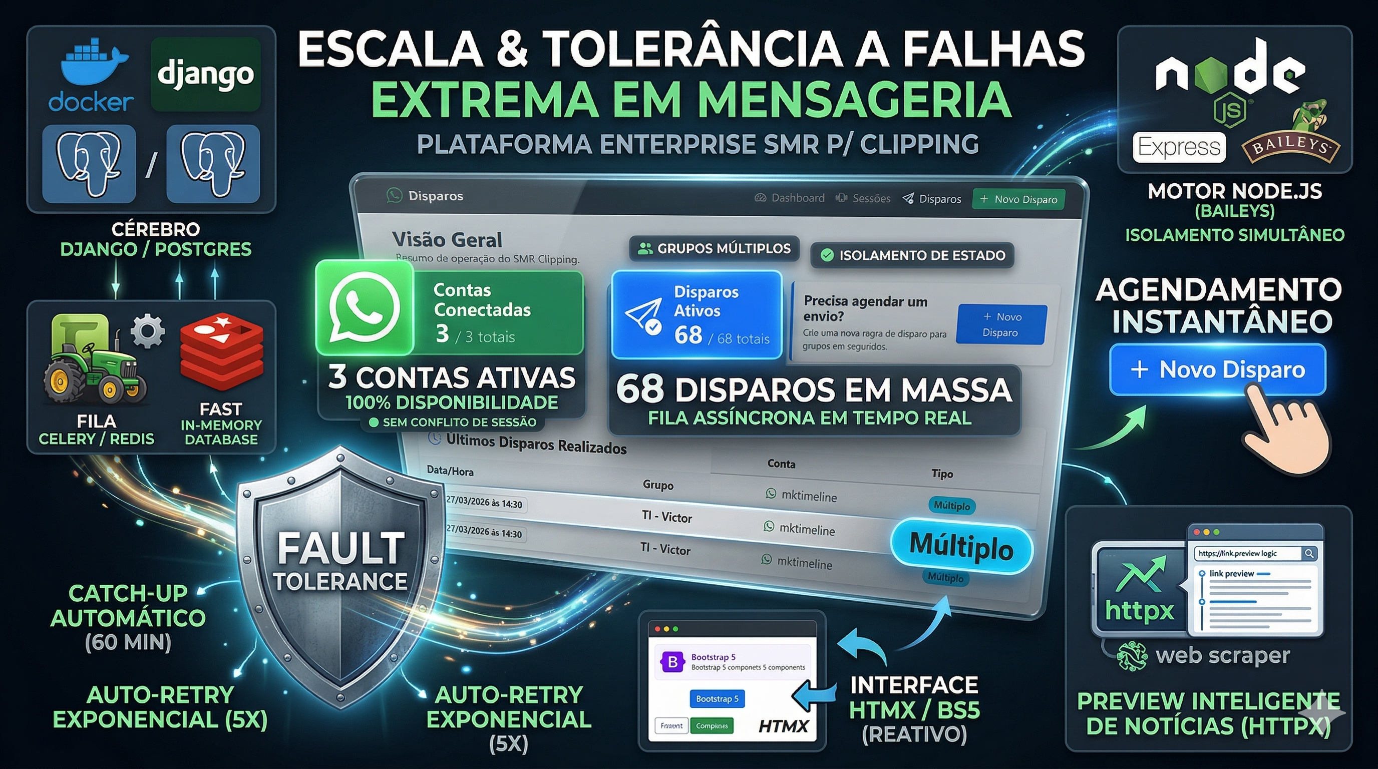 Plataforma Enterprise de Mensageria e Disparo (WhatsApp)