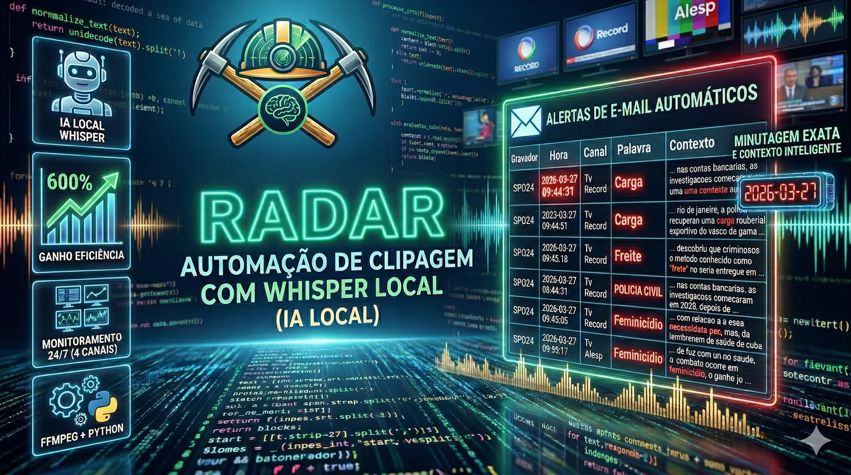 Radar - Transcrição de áudio e vídeo em tempo real